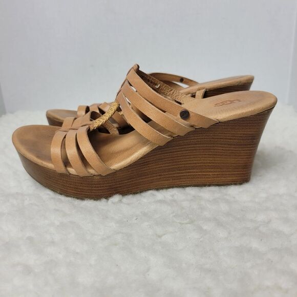 UGG Mattie Women's Shoes Size 8 Brown Woven Le Wedge Platform Sandal - Picture 2 of 8